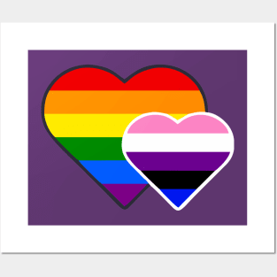 Gender Fluid Double Heart Posters and Art